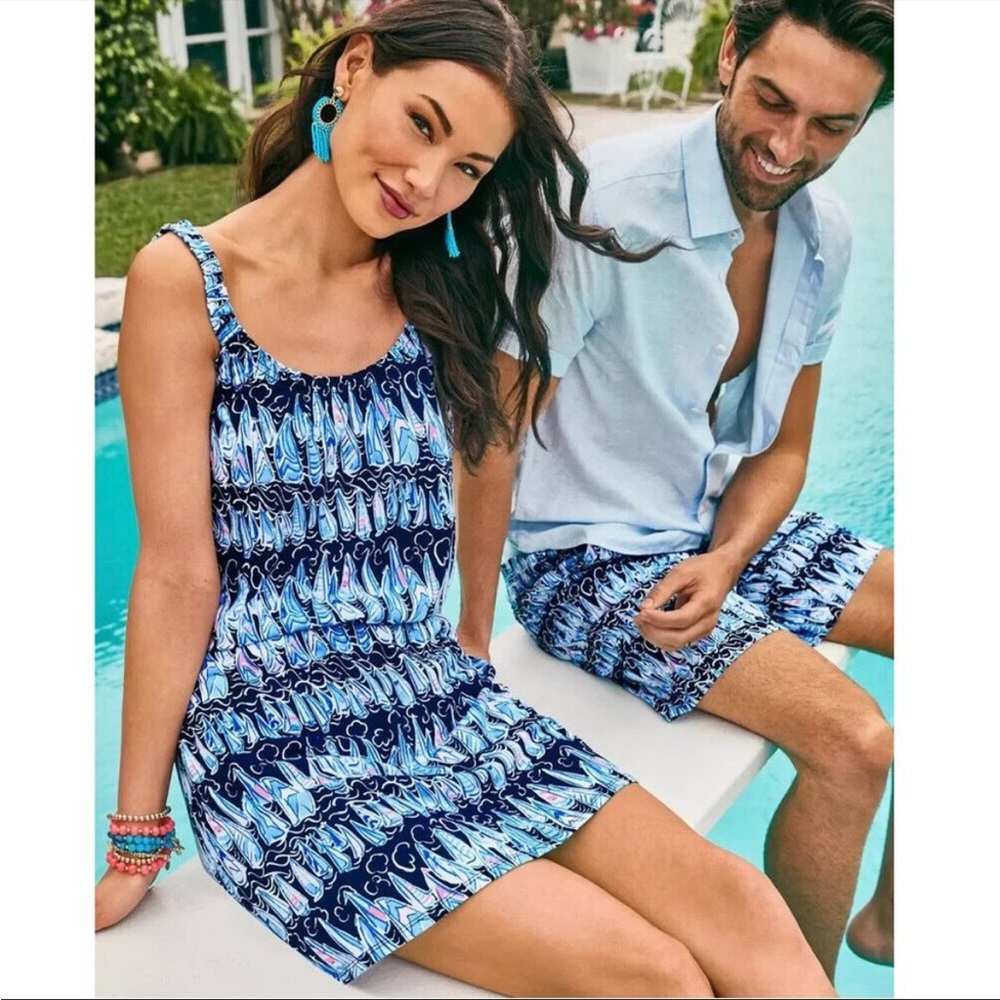 Lilly Pulitzer Loro Romper Low Tide Navy Sails and Stripes XXS NWT